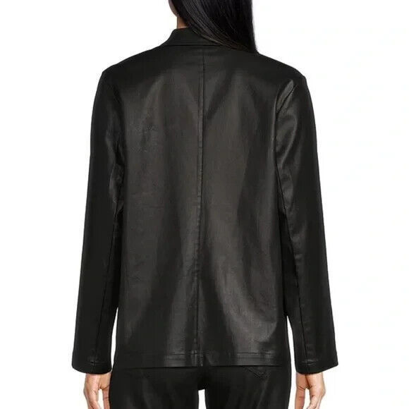 New Cloth & Stone Coated Notch Collar Button Front Blazer Jacket Black XS - Picture 2 of 2